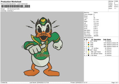 OG Donald Duck Embroidery File 4 size