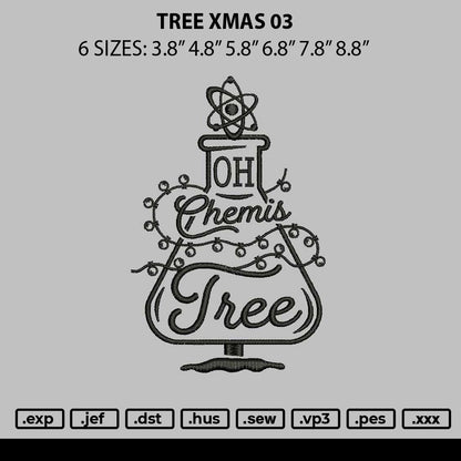 Tree Xmas 03 Embroidery File 6 sizes