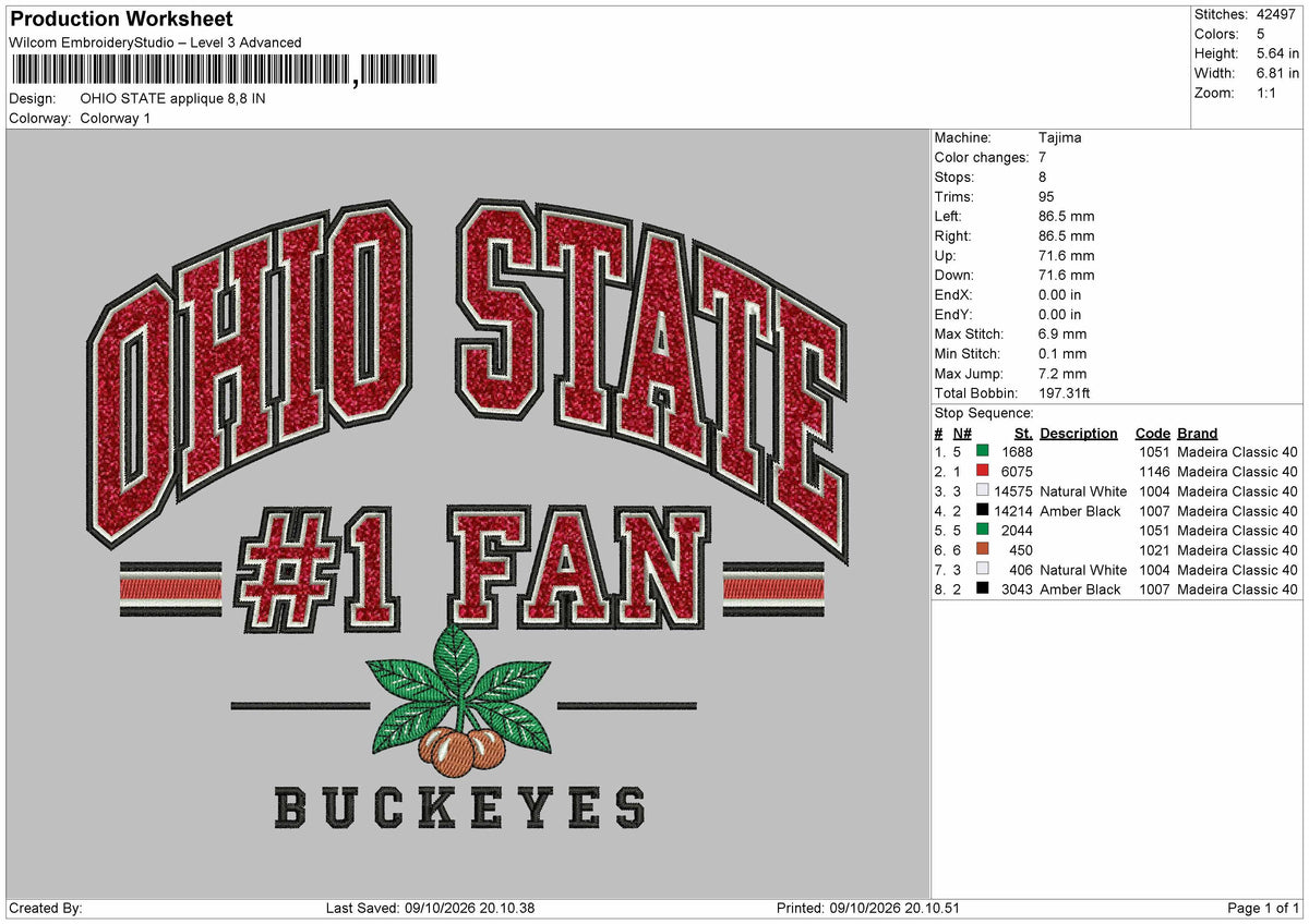 Ohio Text Applique Embroidery Machine Design File 6 sizes
