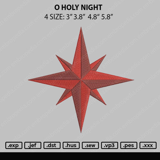 O Holy Night Embroidery File 4 size