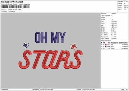 OH MY STARS Embroidery Files