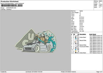 Carcartoon 02 Embroidery File 6 sizes