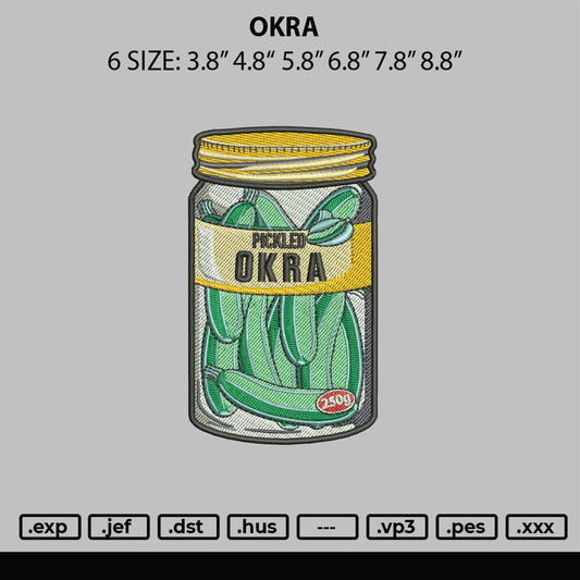 Okra Embroidery File 6 sizes