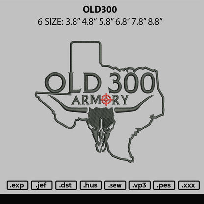 Old300 Embroidery File 6 sizes