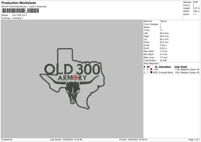 Old300 Embroidery File 6 sizes