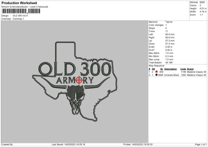 Old300 Embroidery File 6 sizes