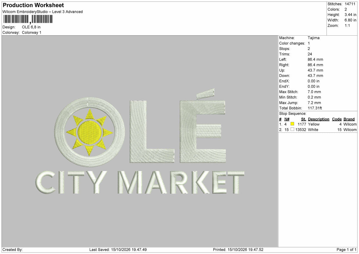 Ole Text Embroidery Machine Design File 6 sizes