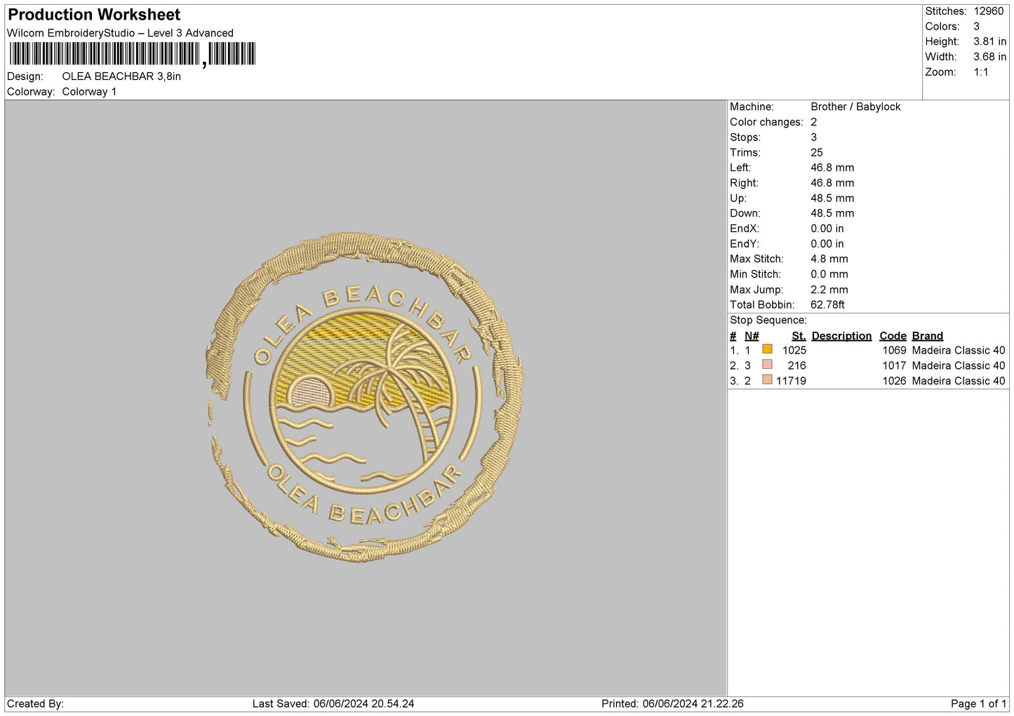 Beachcircle Embroidery File 6 sizes