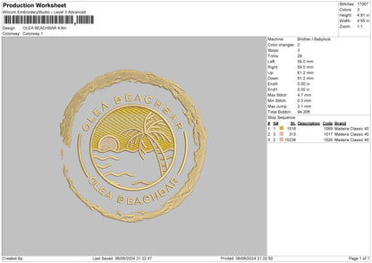 Beachcircle Embroidery File 6 sizes