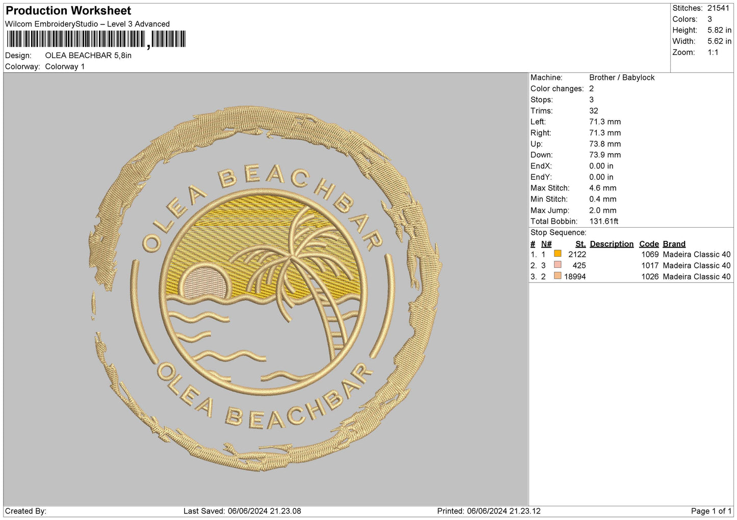 Beachcircle Embroidery File 6 sizes