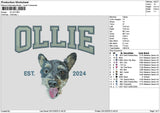 Ollie Dog Embroidery File 6 sizes