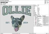 Ollie Dog Embroidery File 6 sizes