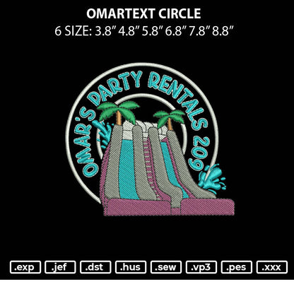 Omartext Circle Embroidery File 6 sizes