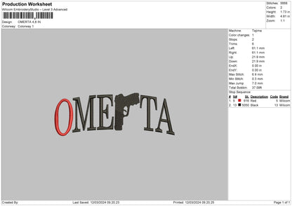Omertatext Embroidery File 6 sizes