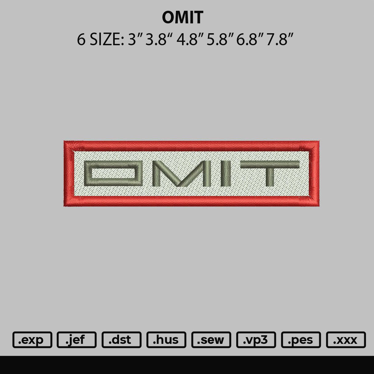 Omit Embroidery File 6 sizes