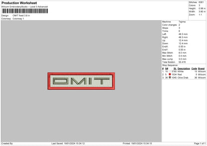 Omit Embroidery File 6 sizes