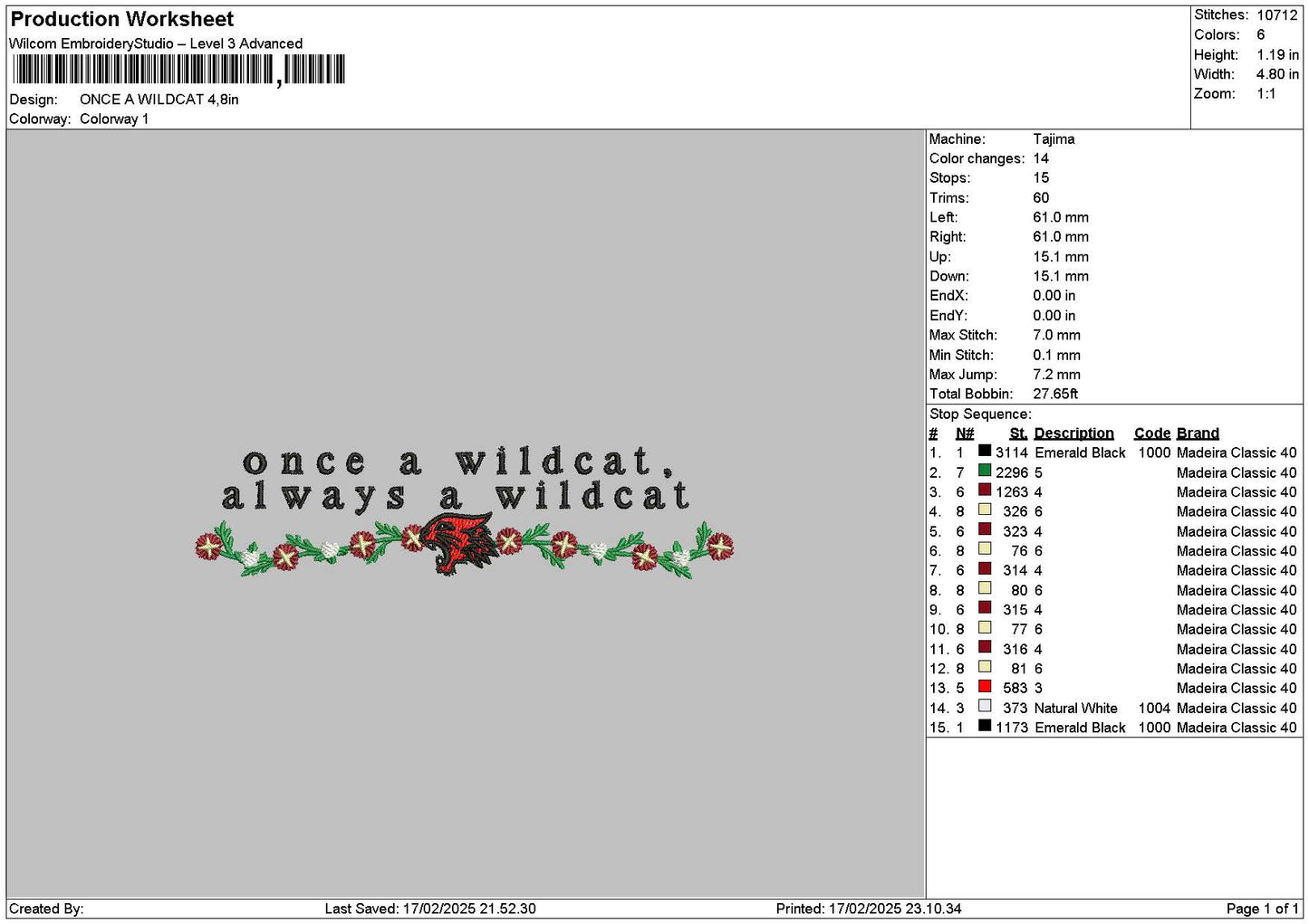 Oncetext Embroidery File 6 sizes