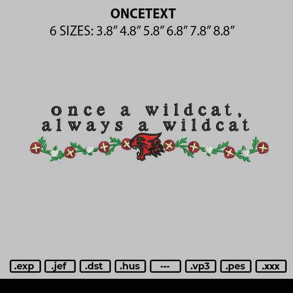 Oncetext Embroidery File 6 sizes