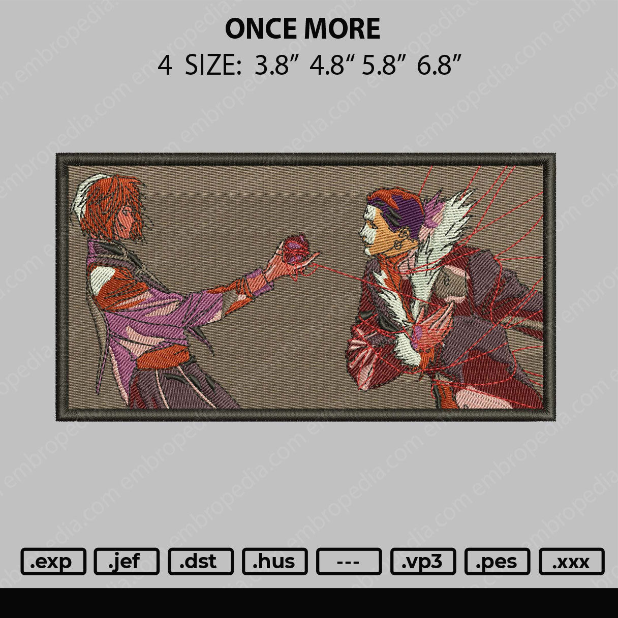 Once More Embroidery File 4 size