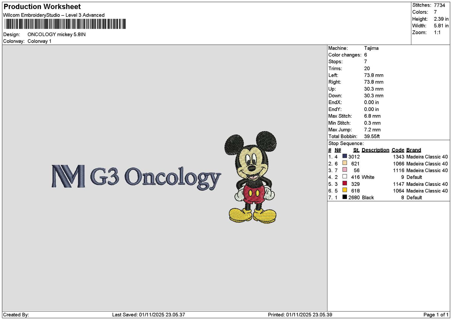 Oncologytext 3110 Embroidery File 6 sizes