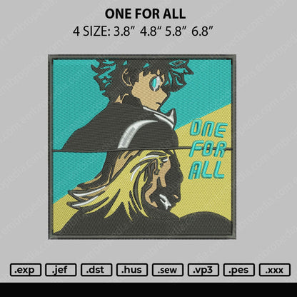One For All Embroidery File 4 size