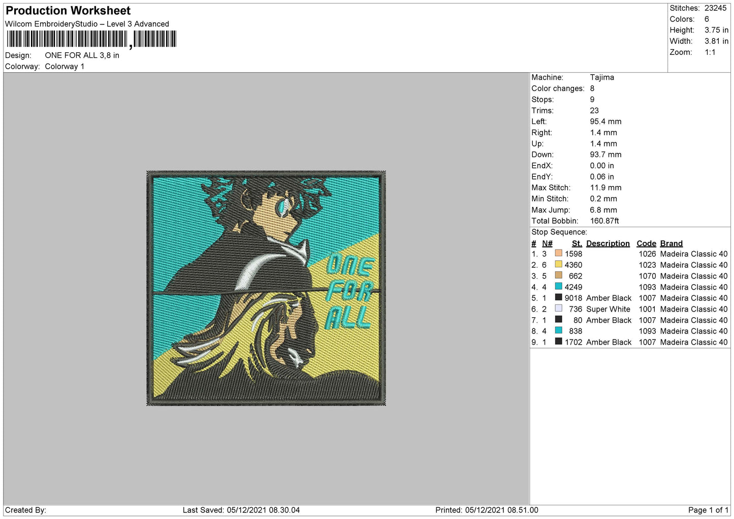 One For All Embroidery File 4 size