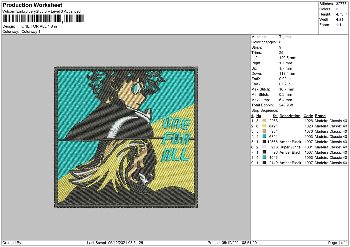 One For All Embroidery File 4 size
