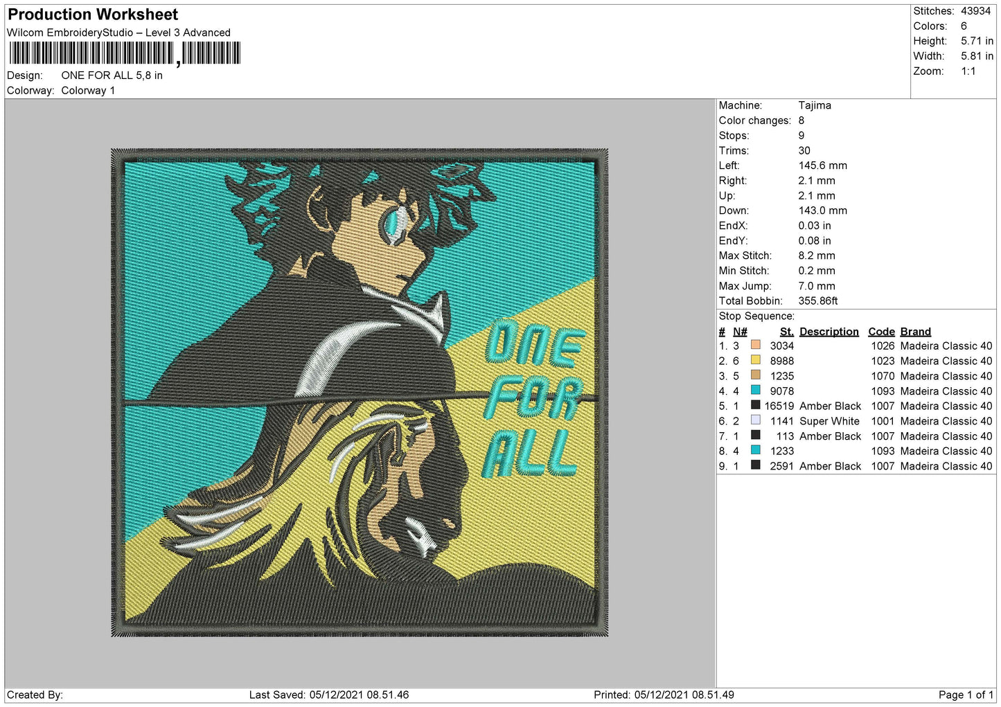 One For All Embroidery File 4 size