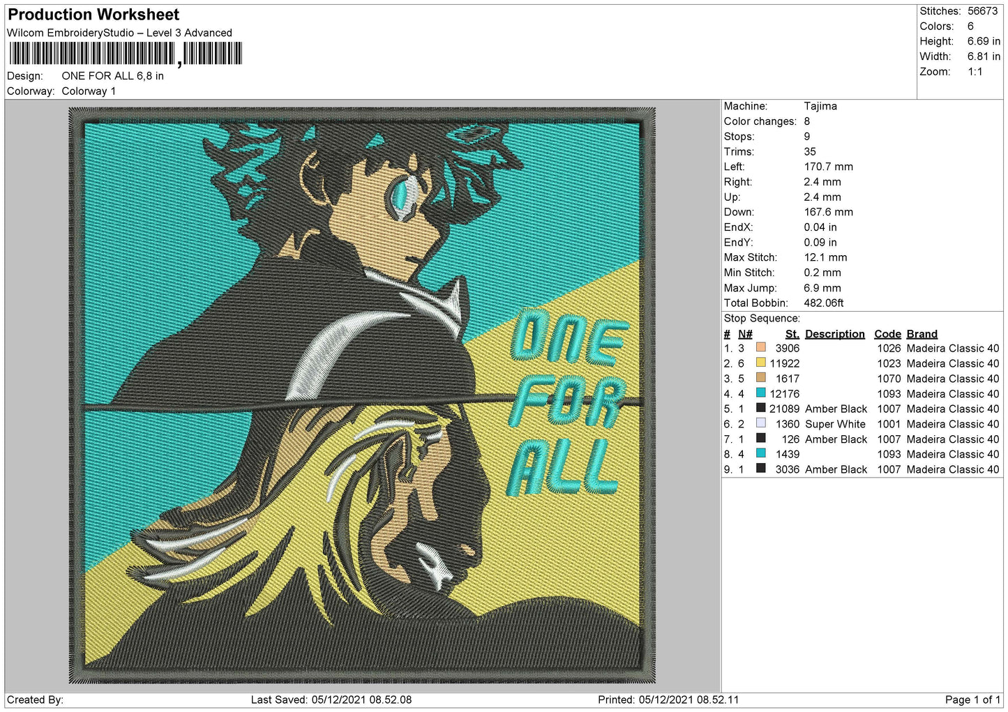 One For All Embroidery File 4 size