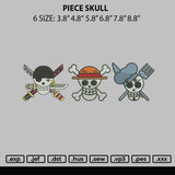 Piece Skull Embroidery File 6 sizes