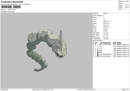 Onix Embroidery File 6 sizes