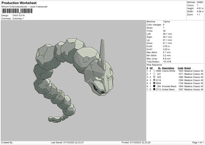 Onix Embroidery File 6 sizes