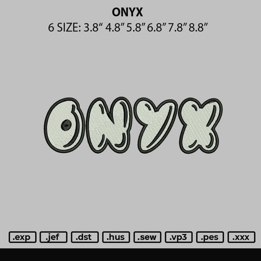 Onyx Embroidery File 6 sizes