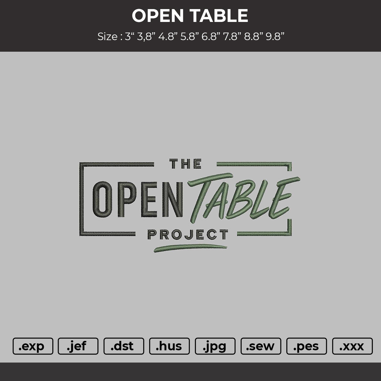 OPEN TABLE Embroidery Machine Design File