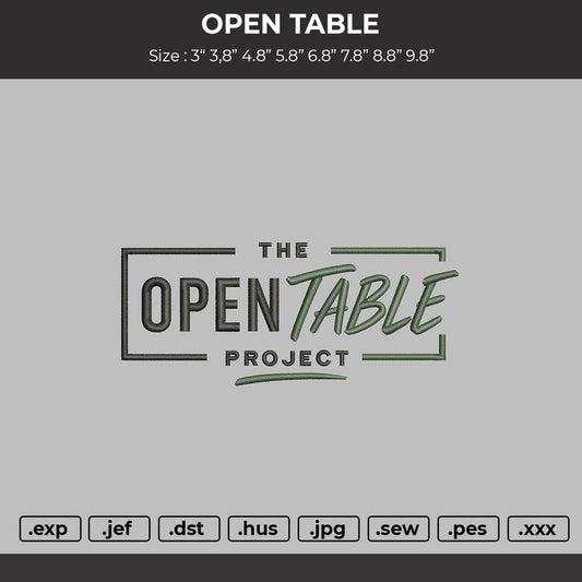 OPEN TABLE Embroidery Machine Design File