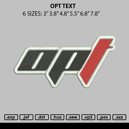 Opt Text Embroidery File 6 sizes