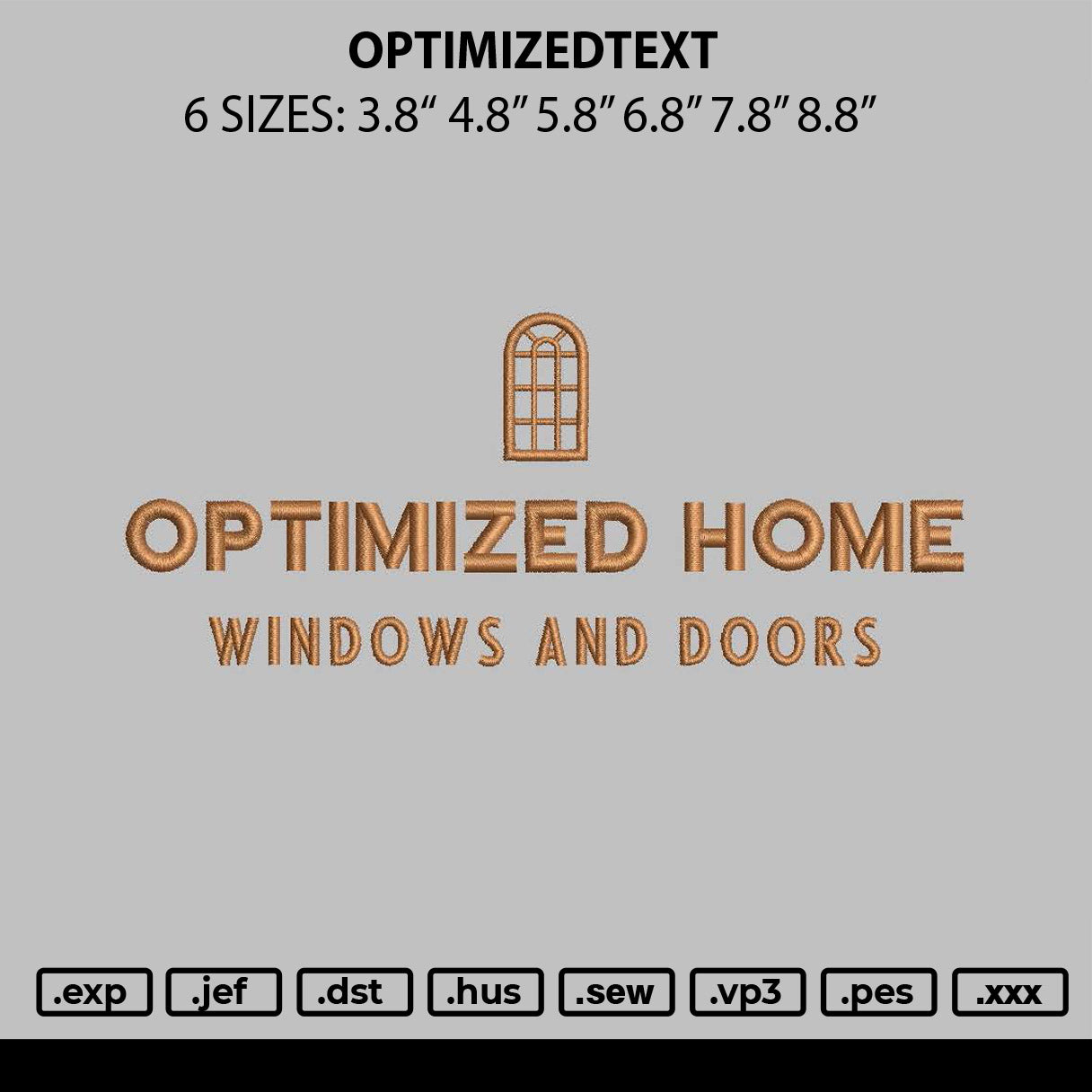 Optimizedtext Embroidery File 6 sizes