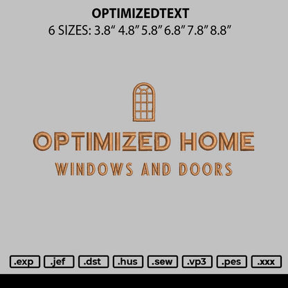 Optimizedtext Embroidery File 6 sizes