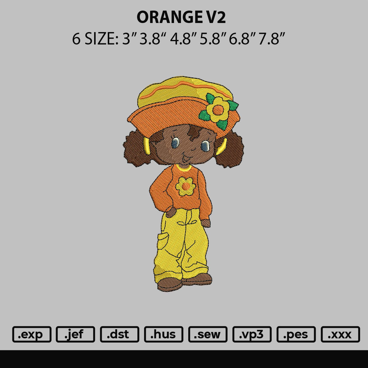 Orange V2 Embroiery File 6 sizes