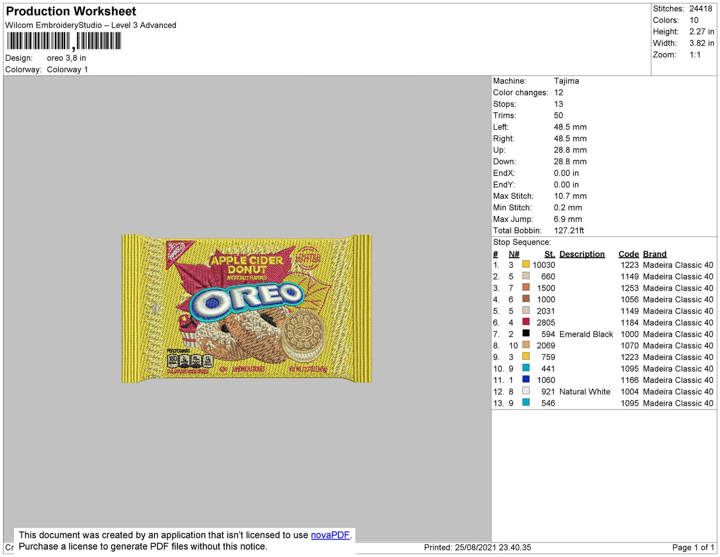 Oreo Embroidery File 4 size