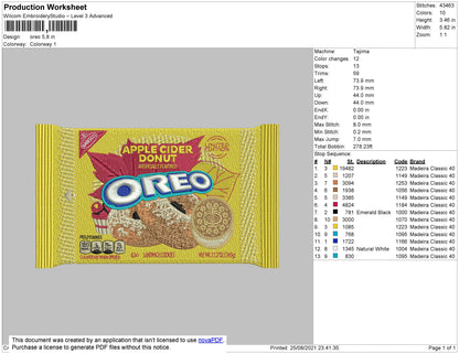 Oreo Embroidery File 4 size