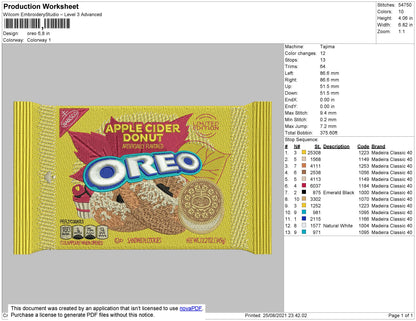 Oreo Embroidery File 4 size