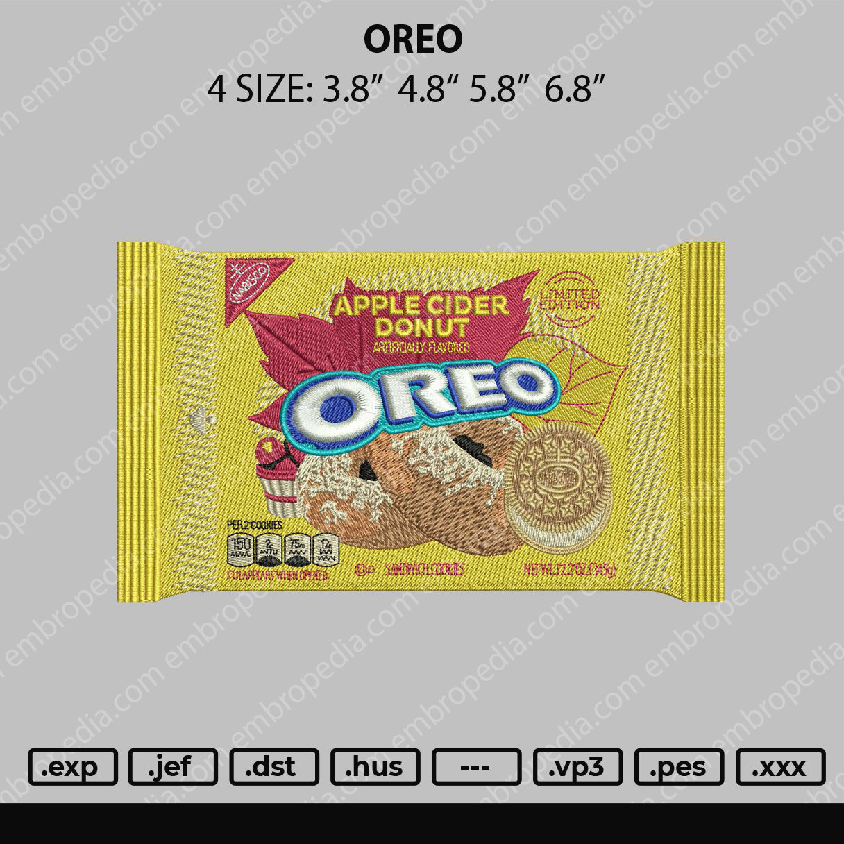 Oreo Embroidery File 4 size