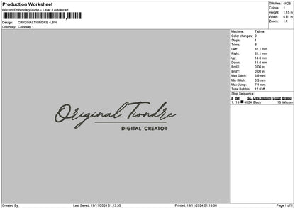 Originaltext Embroidery File 6 sizes