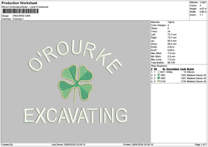 Orourketext Embroidery File 6 sizes