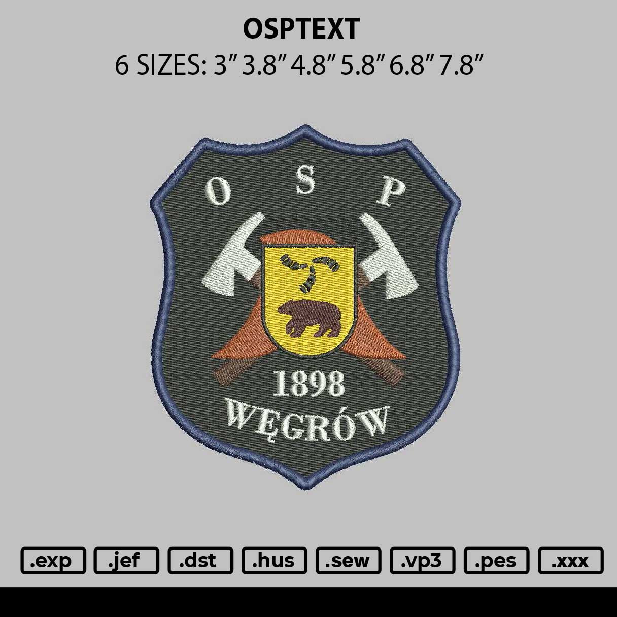 Osptext Embroidery File 6 sizes