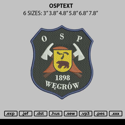 Osptext Embroidery File 6 sizes