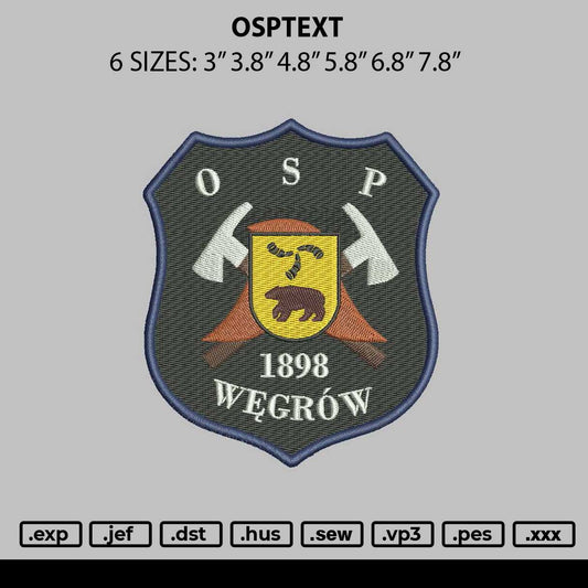 Osptext Embroidery File 6 sizes