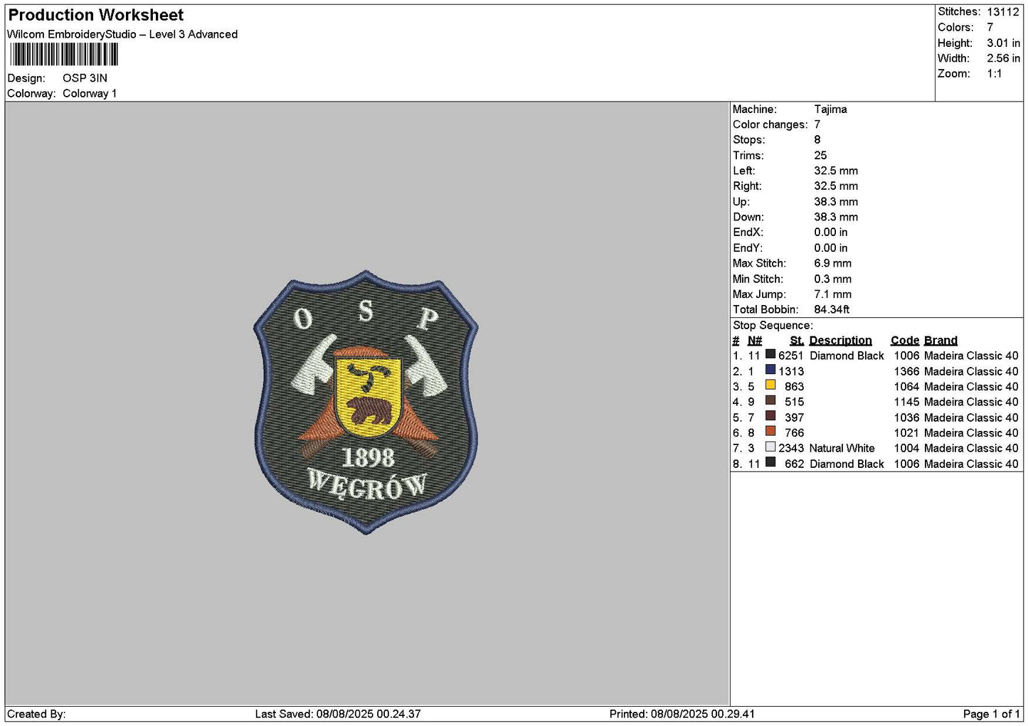 Osptext Embroidery File 6 sizes