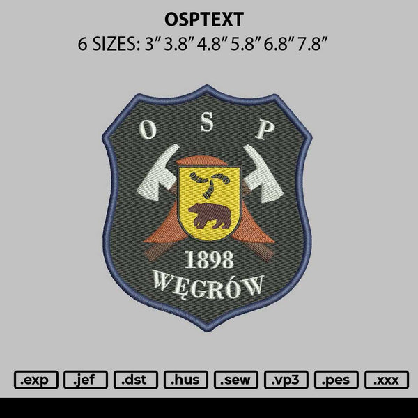 Osptext Embroidery File 6 sizes